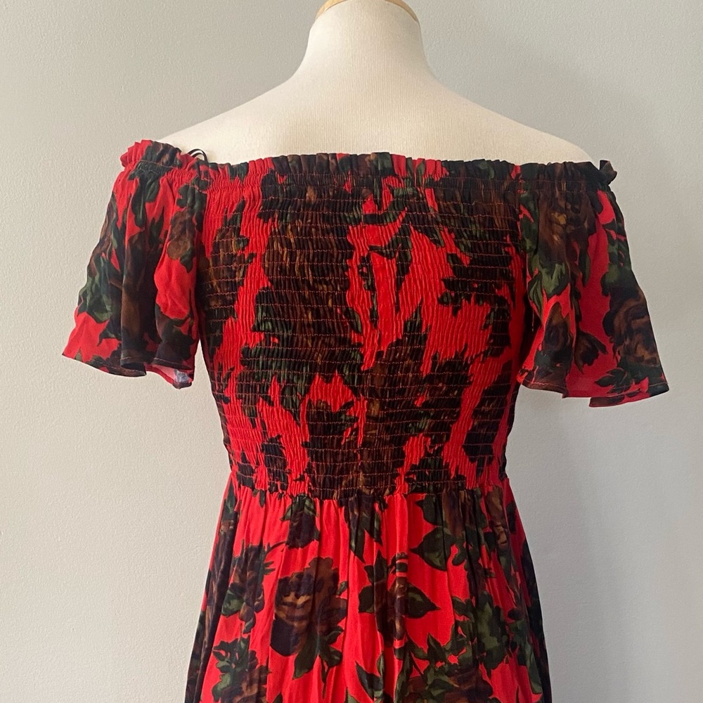 Zara Dresses | Women’s Floral Ruched Button Down Knee Length Dress Size Small